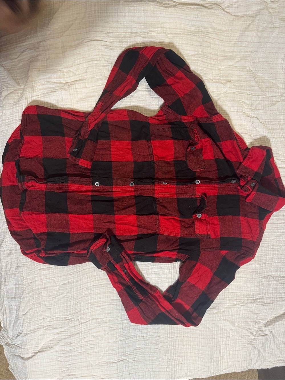 Men’s Red & Black Buffalo Plaid Button-Up Shirt